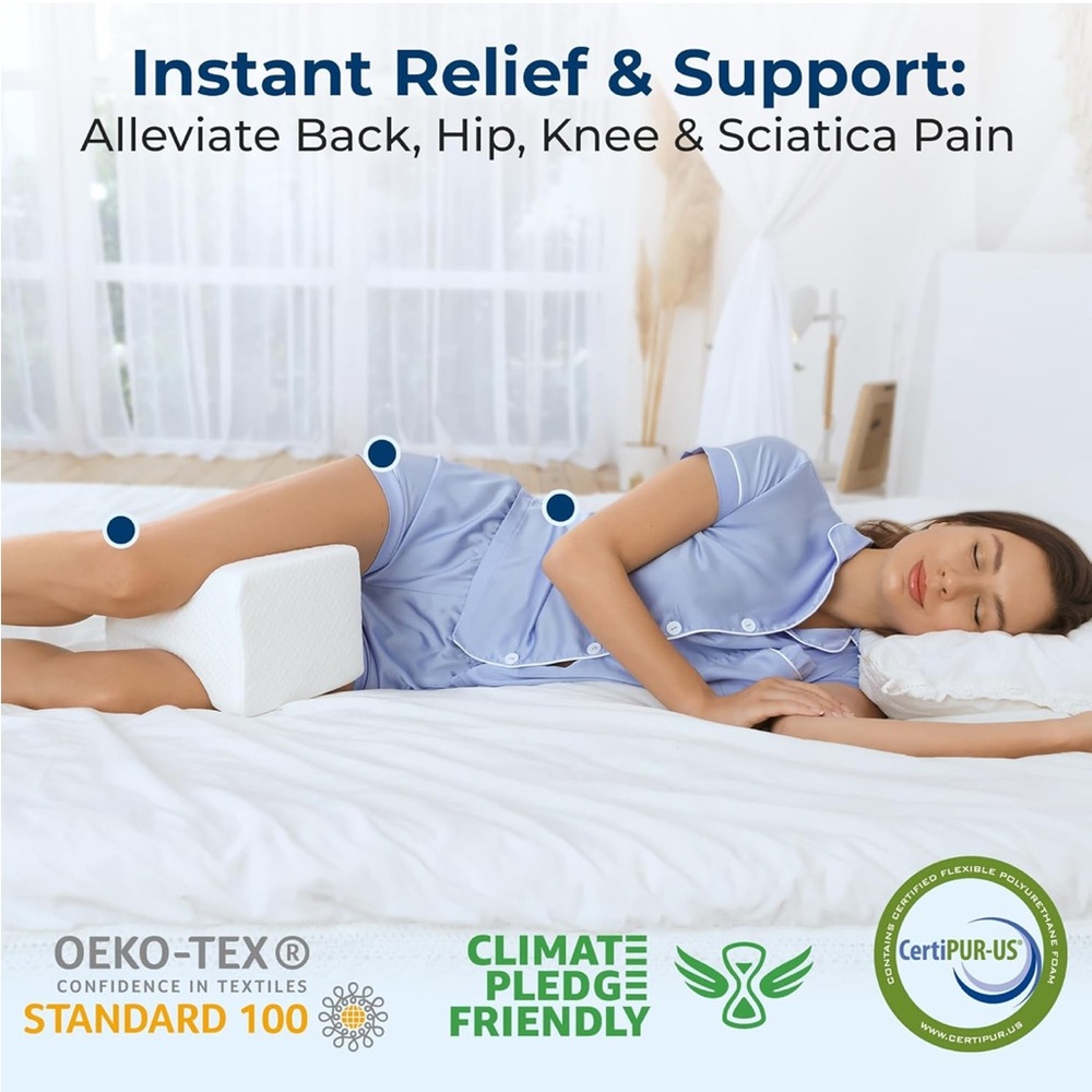 Memory foam support leg cushion pillow. For better sleep or maternity/ pregnancy
